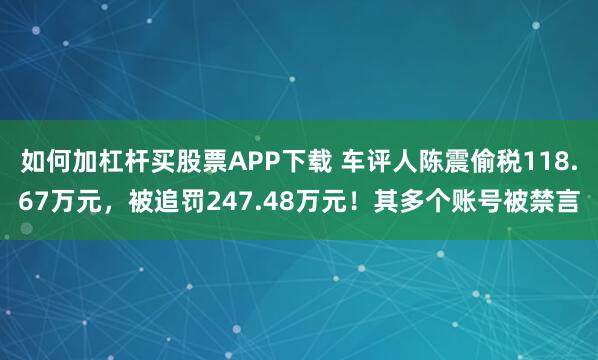 如何加杠杆买股票APP下载 车评人陈震偷税118.67万元，被追罚247.48万元！其多个账号被禁言